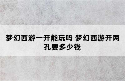 梦幻西游一开能玩吗 梦幻西游开两孔要多少钱